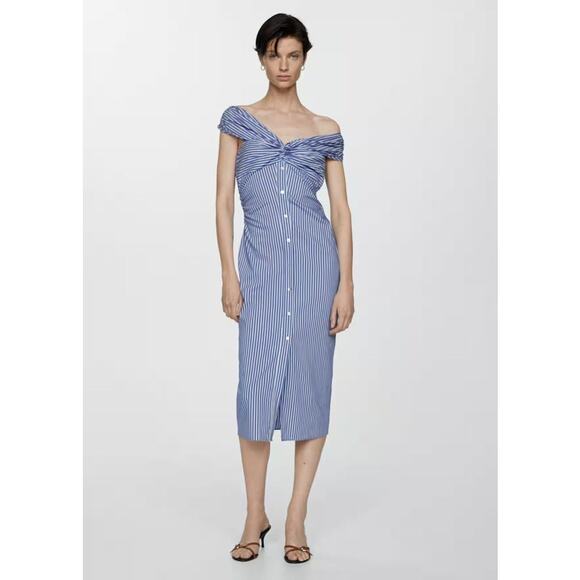 RARE!!! MANGO Off-the-Shoulder Midi Dress NWT - Picture 11 of 16